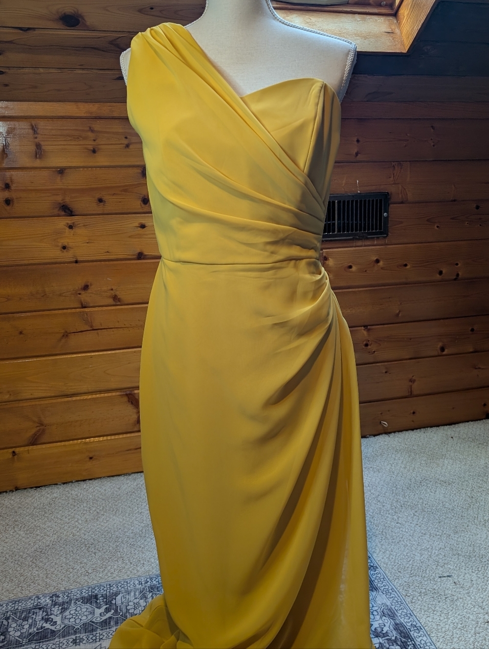 After Six Yellow One-Shoulder Draped Women’s Dress
